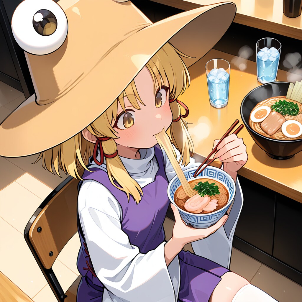 ラーメンを食べる諏訪子