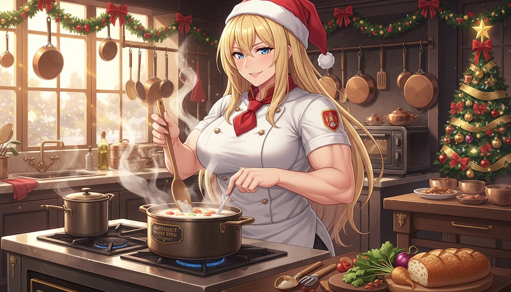 ホワイトシチューを作るカテジナさん。