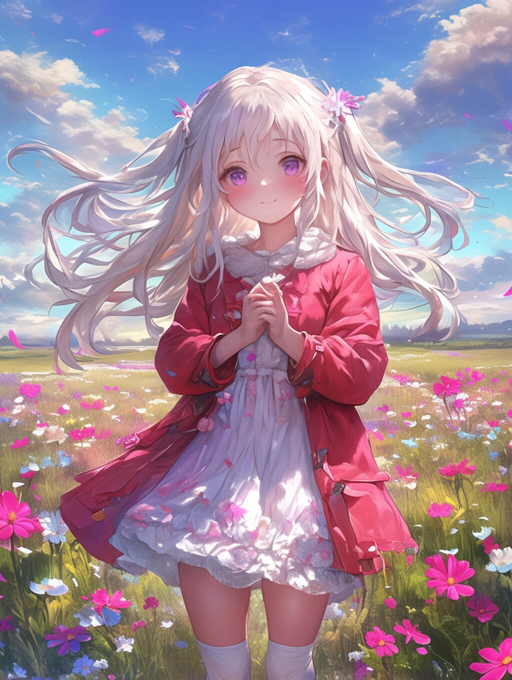 お花畑の女の子 Girl in a flower garden