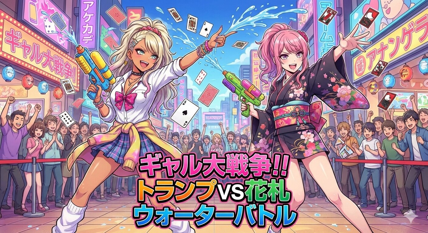 ギャル×トランプvs花札&水鉄砲 | の人気AIイラスト・グラビア