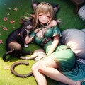 猫と寝るケモ耳エルフさん 4枚目