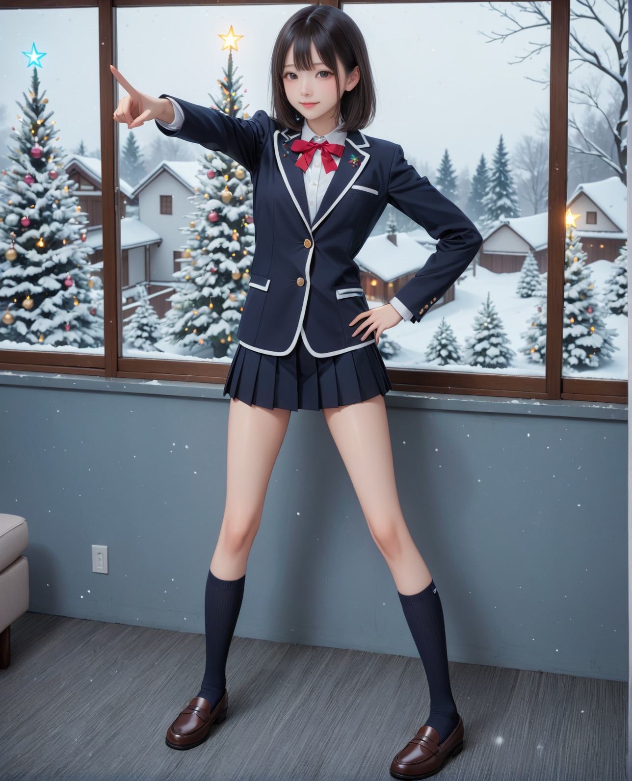 白銀の窓辺のブレザーjk | の人気AIイラスト・グラビア