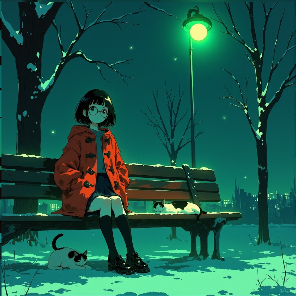 猫とメガネと赤と緑