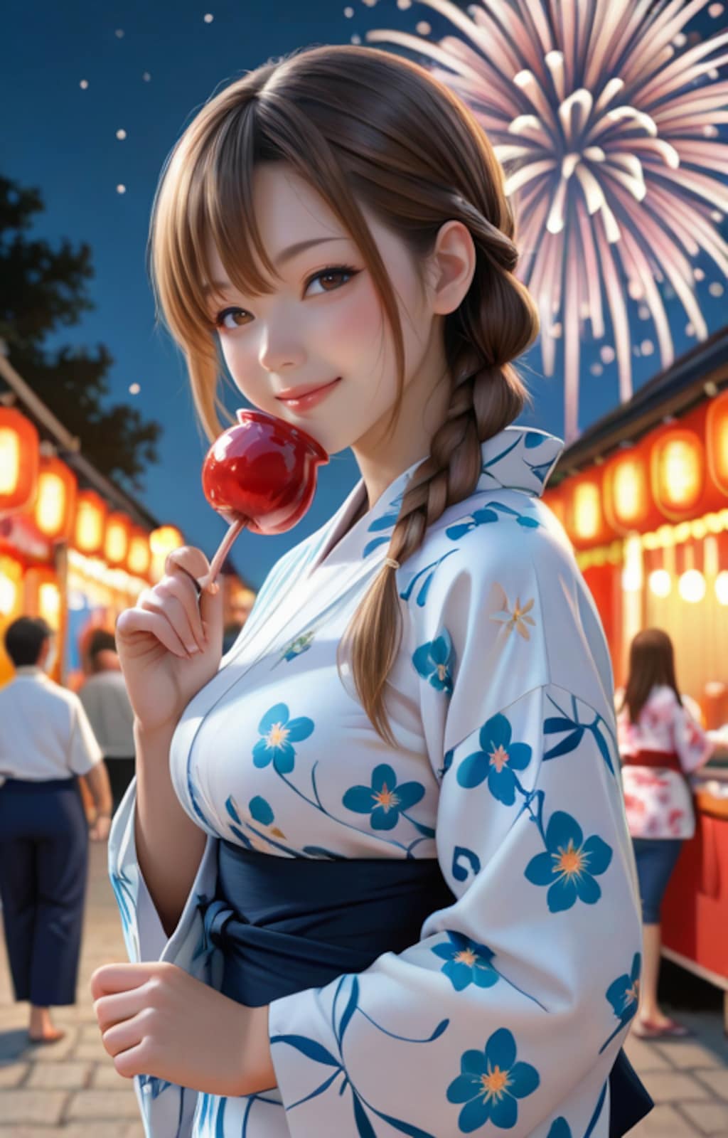 夏祭りの夜（りんご飴）