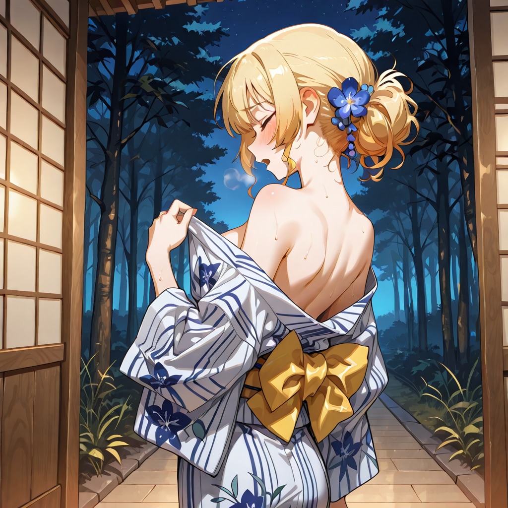 はだけた浴衣
