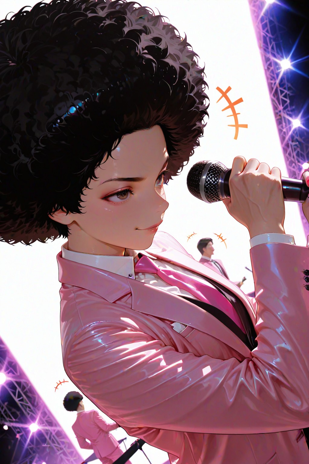 Momoiro Older -Z-（行くぜっ！アフロパーマ女子・スーパー・パフォーマンスショーの始まりだ！！） | の人気AIイラスト・グラビア