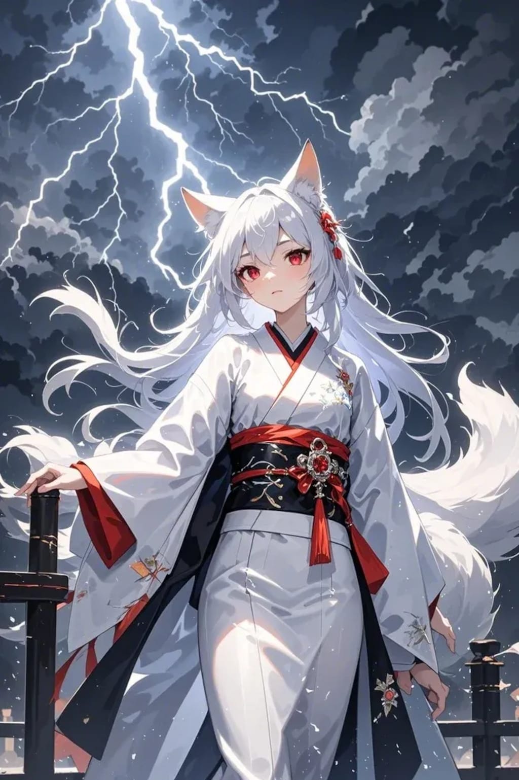 雷を使う白キツネ