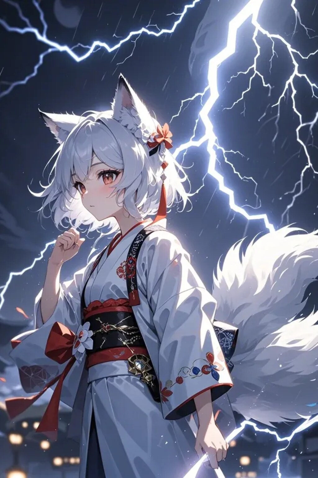 雷を使う白キツネ