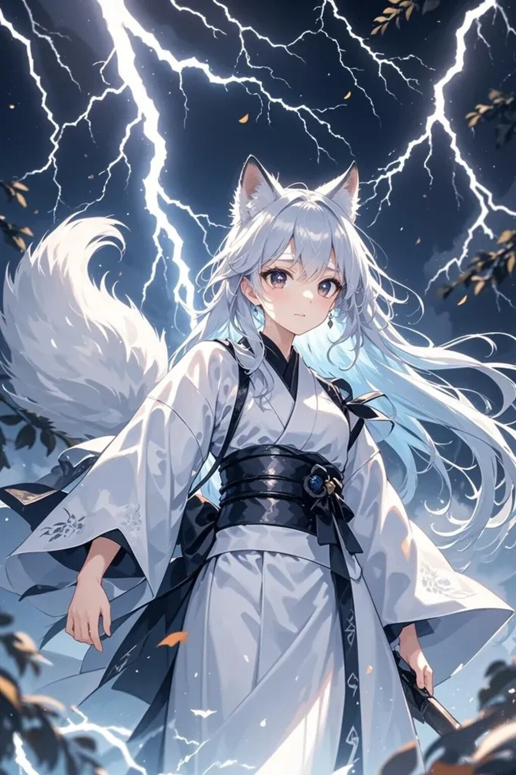 雷を使う白キツネ