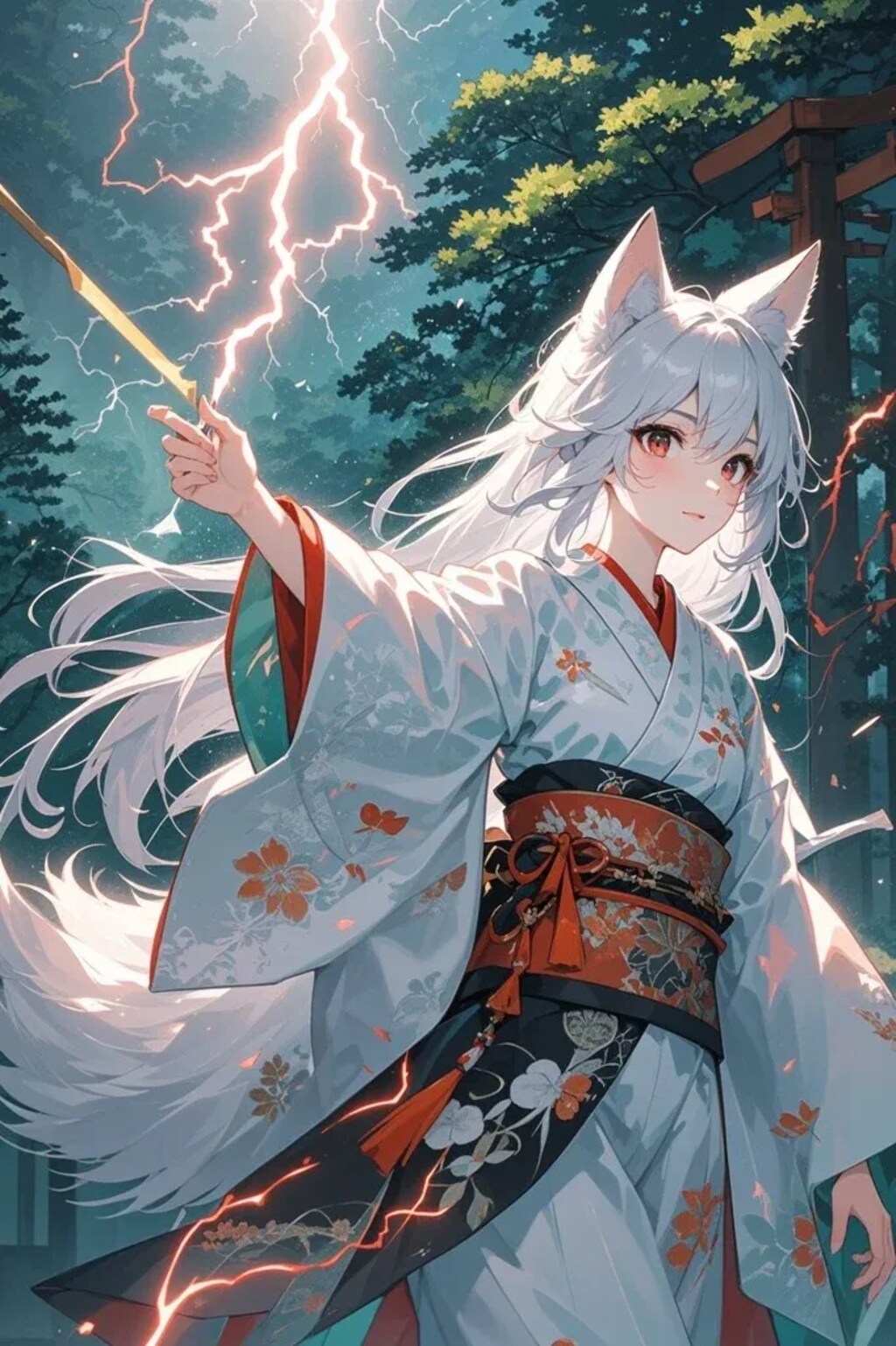 雷を使う白キツネ