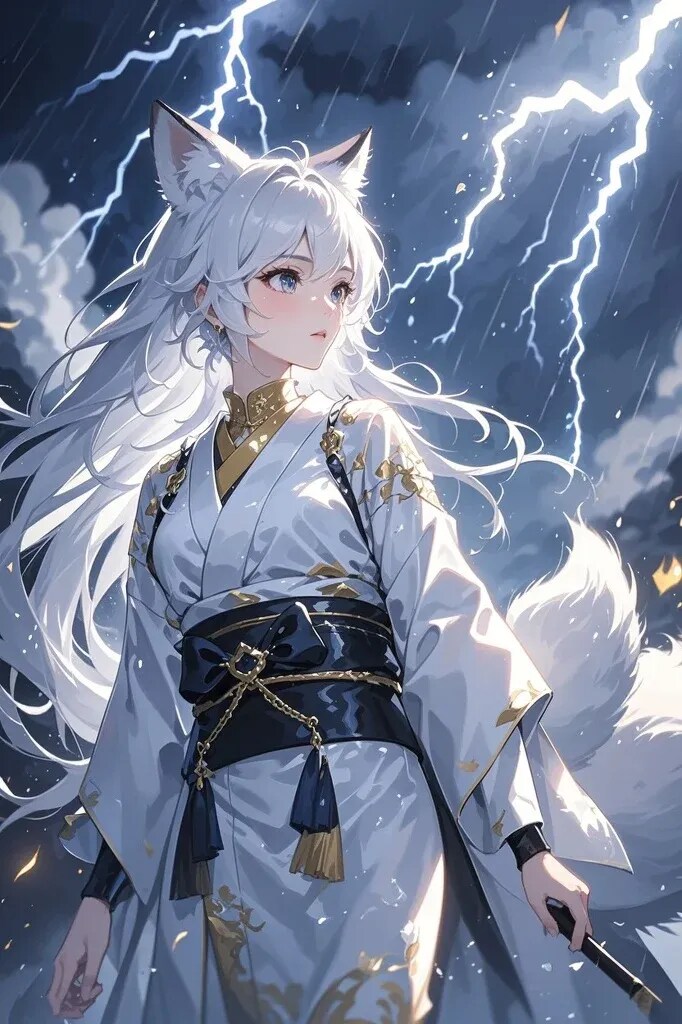 雷を使う白キツネ | の人気AIイラスト・グラビア