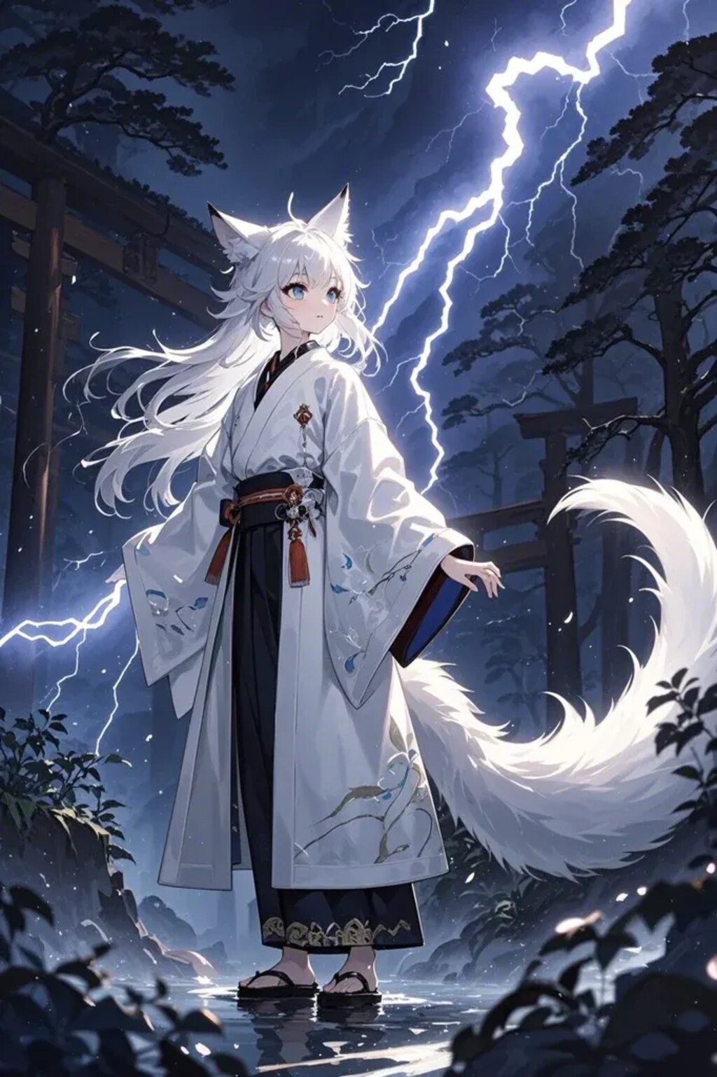 雷を使う白キツネ