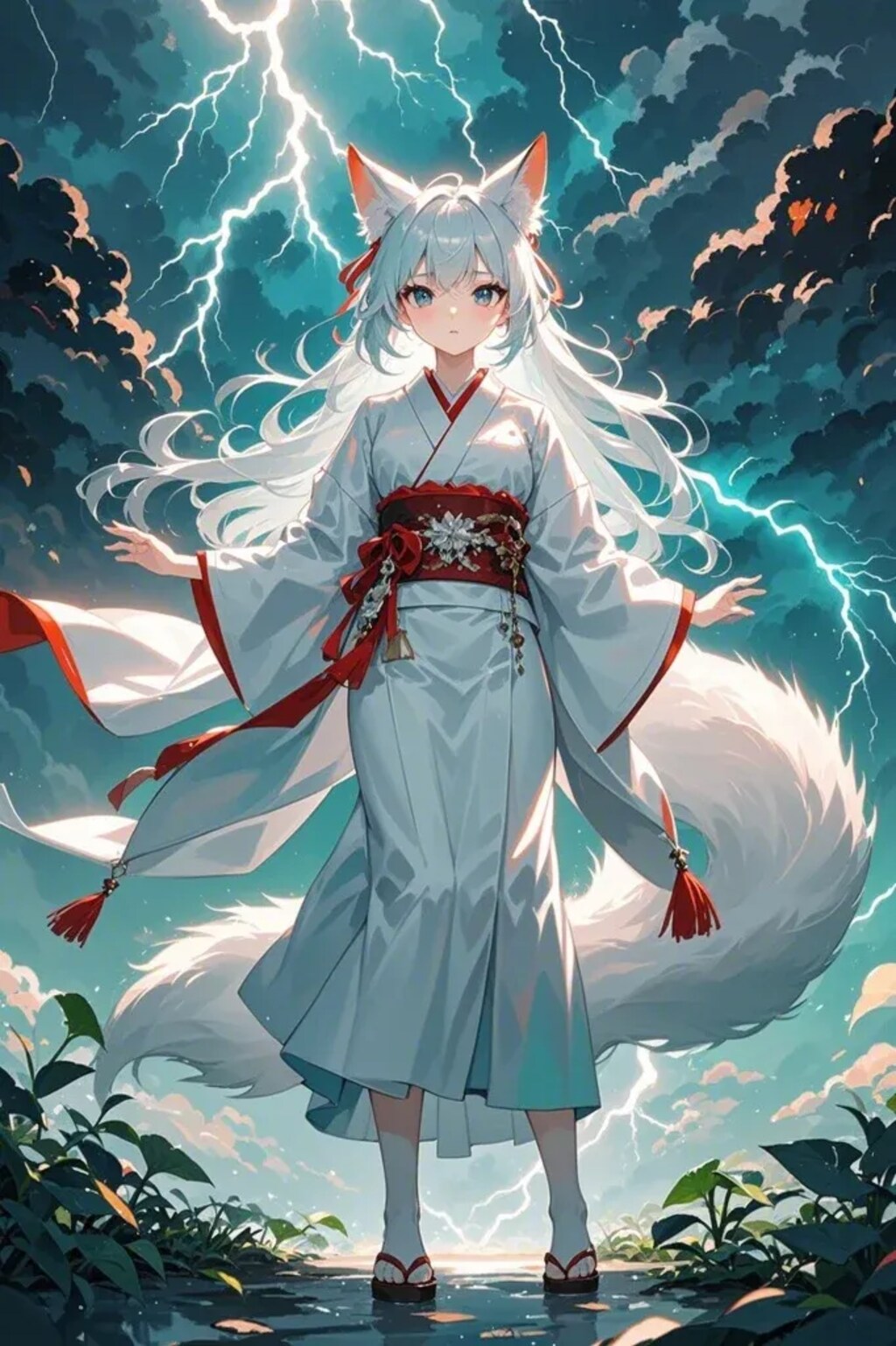 雷を使う白キツネ