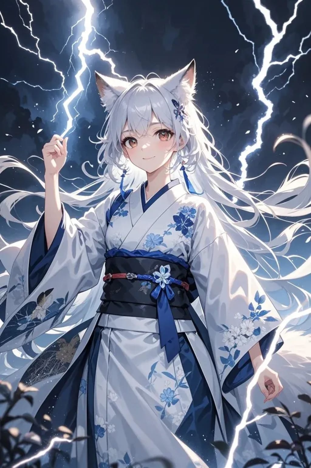 雷を使う白キツネ