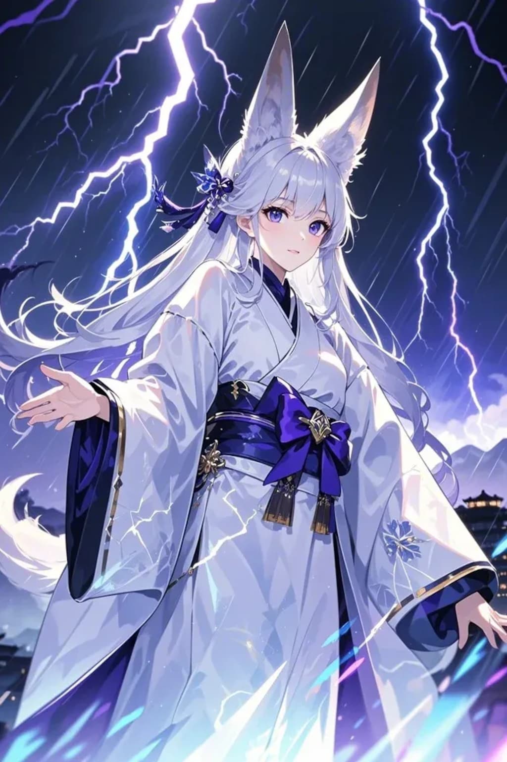 雷を使う白キツネ