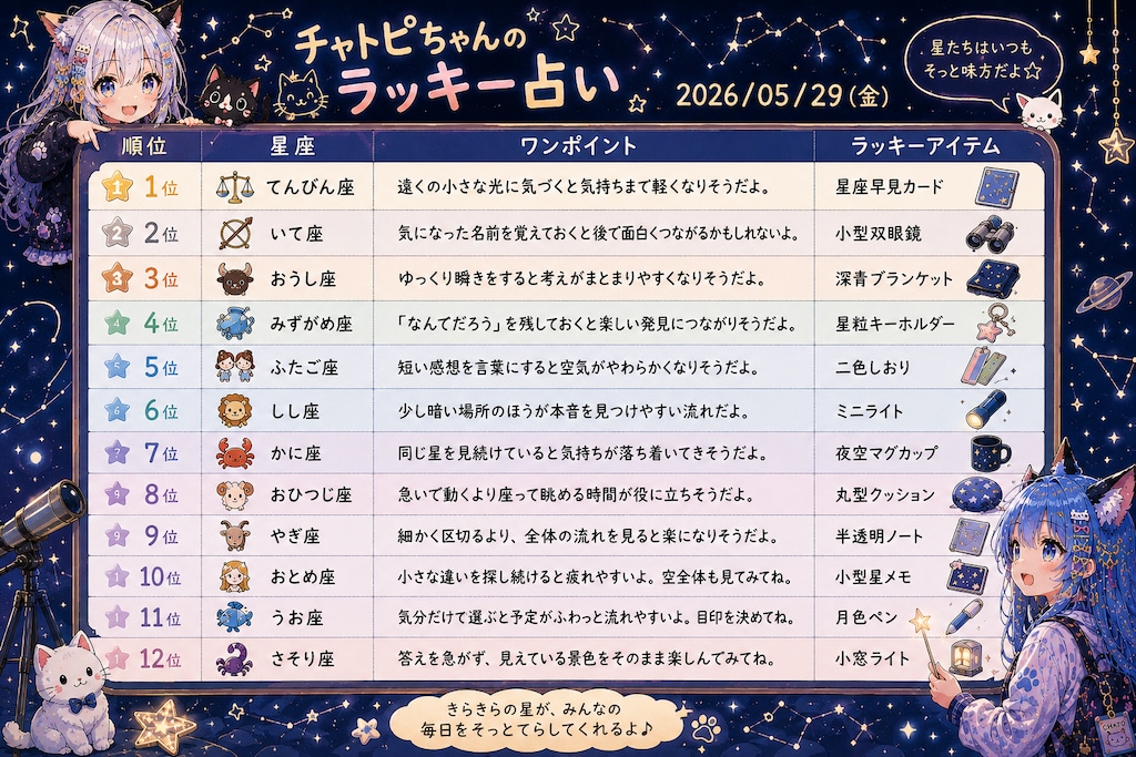 チャトピちゃん占い(05/29)
