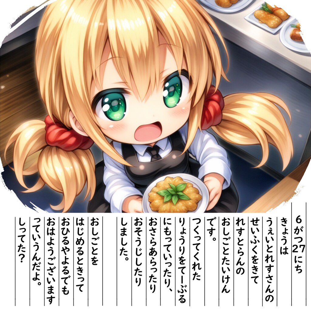 【絵日記】うぇいとれすさんです