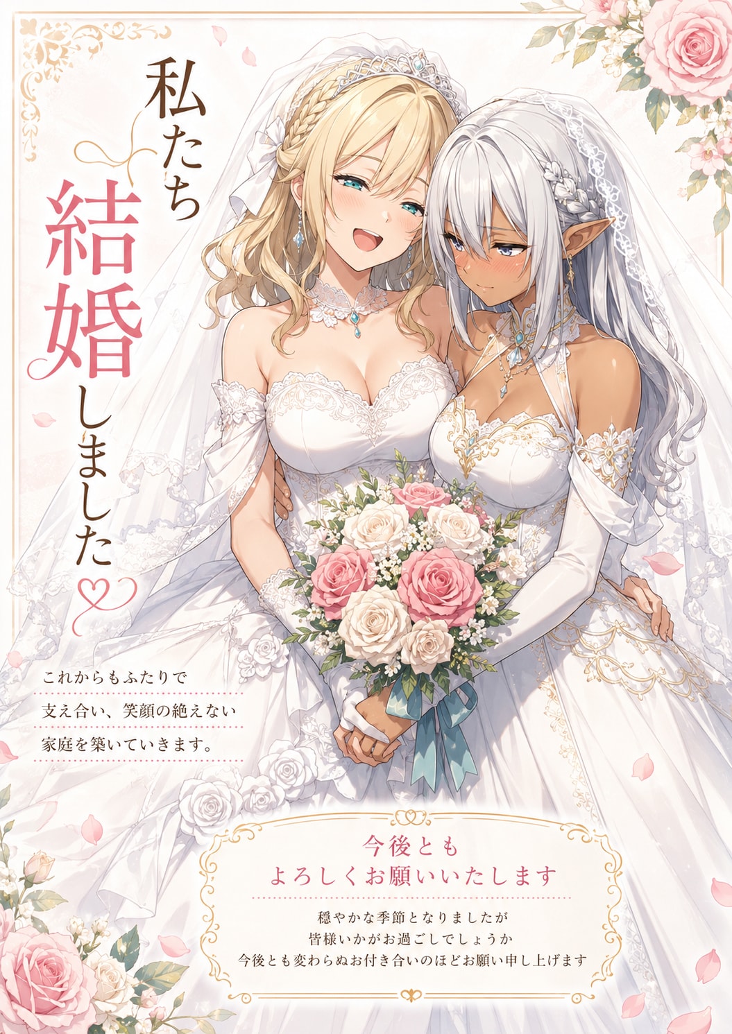 結婚報告ハガキ | の人気AIイラスト・グラビア
