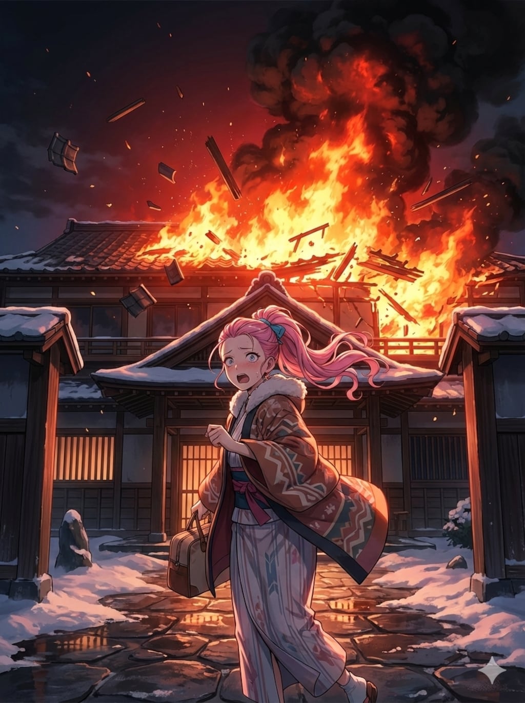 逃げるピンク髪ちゃん