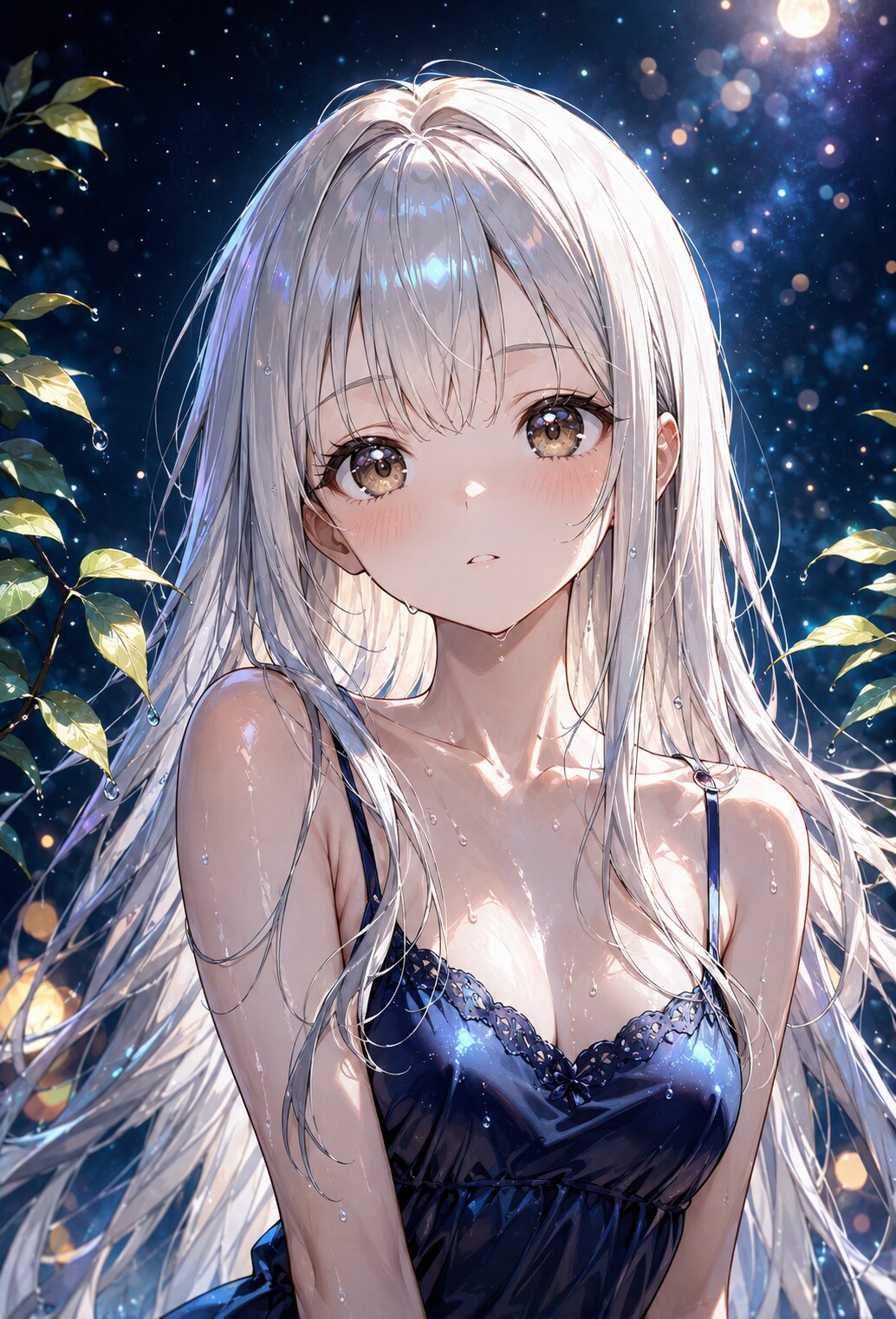 雨に濡れた月明かりの少女