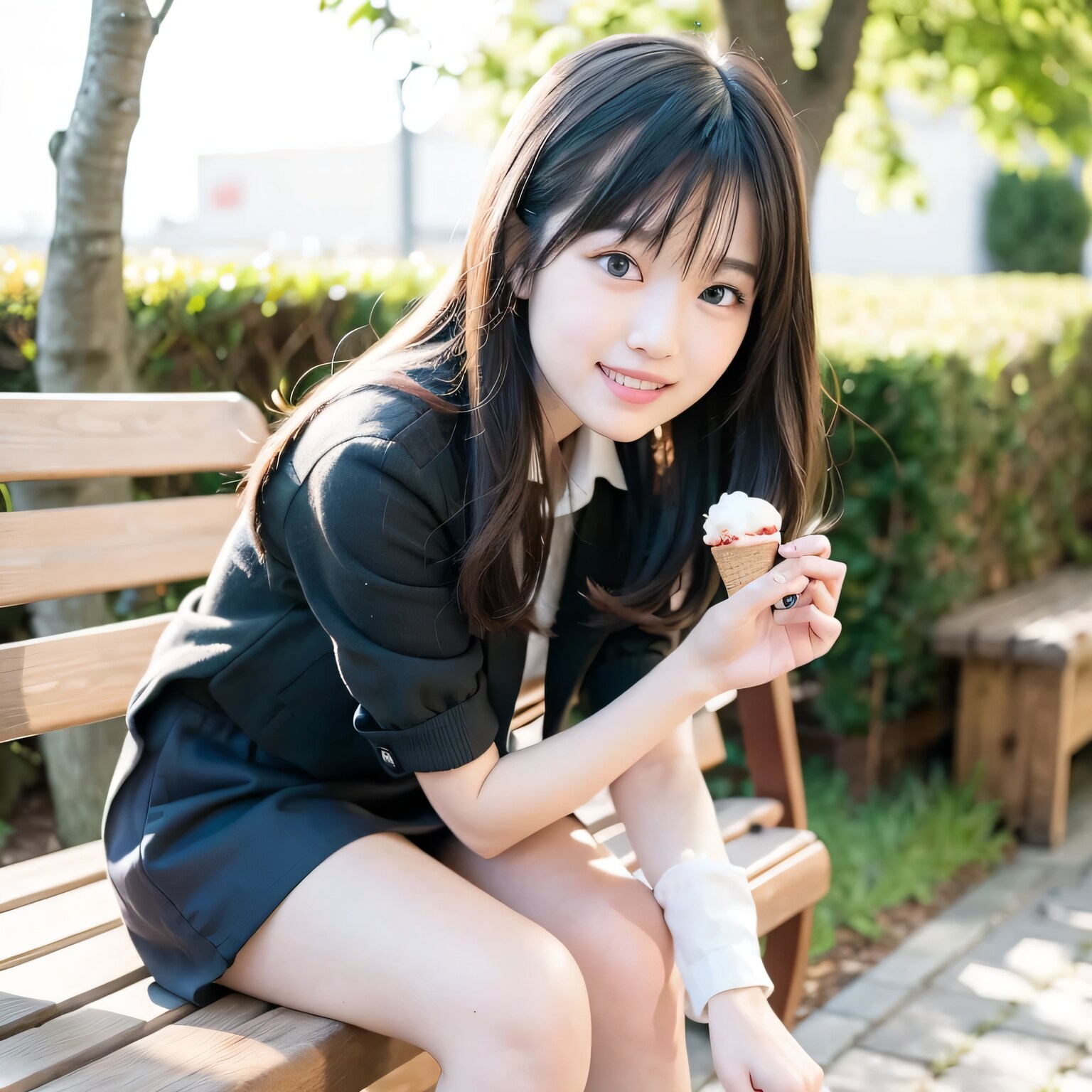 黒髪ロングでブレザーの美女２７ | の人気AIイラスト・グラビア