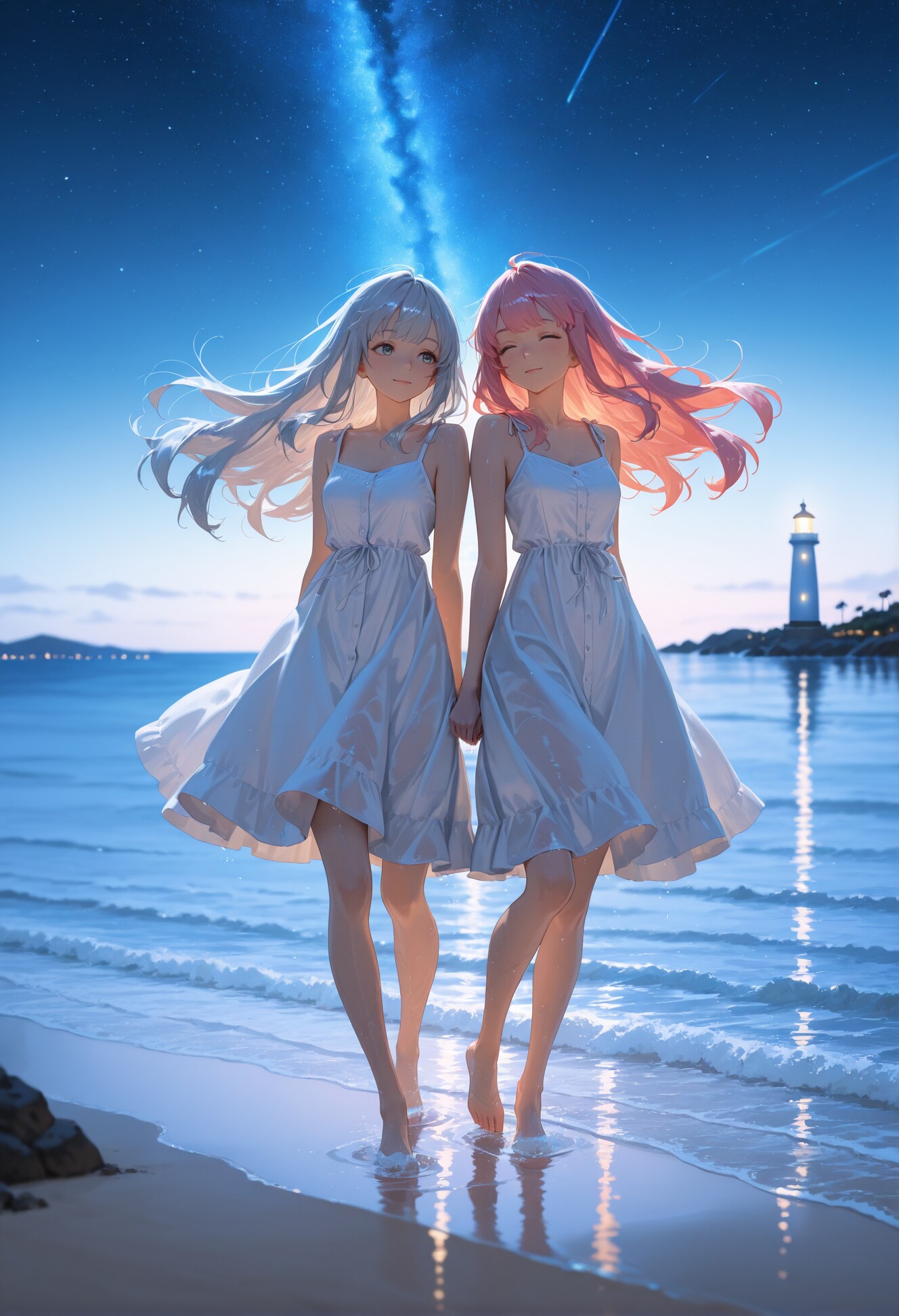 月下の浜辺