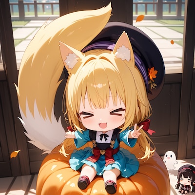 カボチャさんが…!、(♡ワ♡人(♪になってる!。