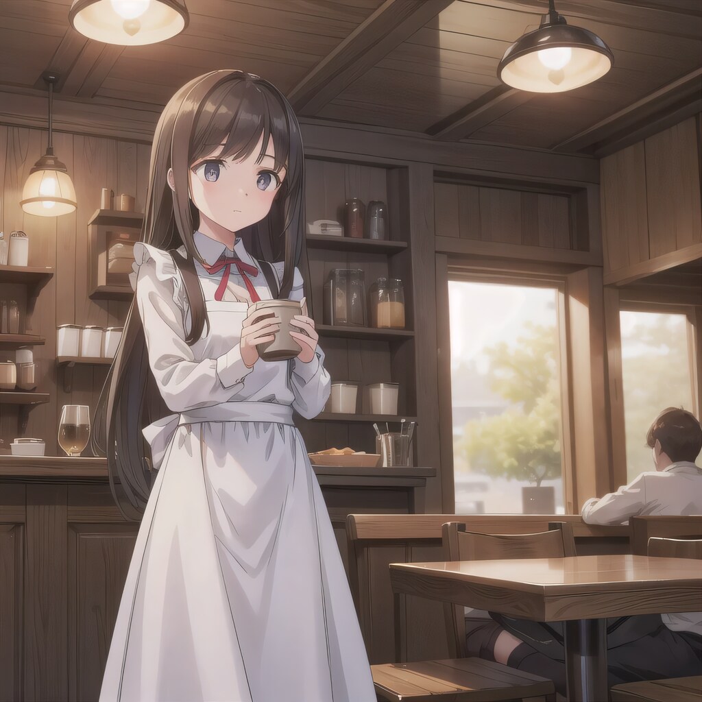 黒髪ロングでカフェの少女７