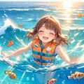 ライフジャケットに包まれて：少女と魚の出会い 3枚目