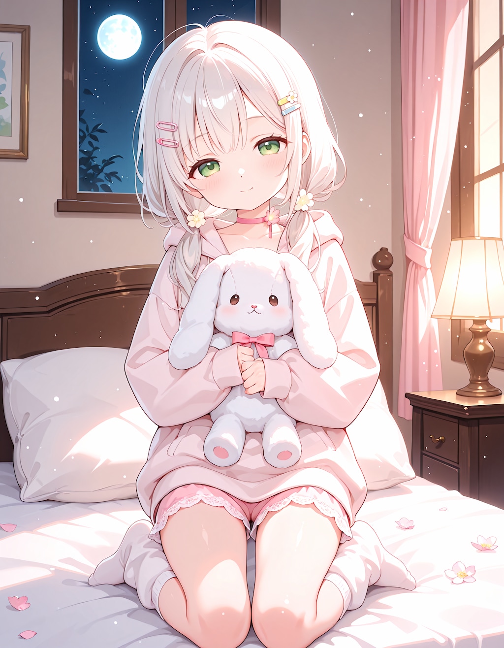 満月の光とぬいぐるみに包まれて