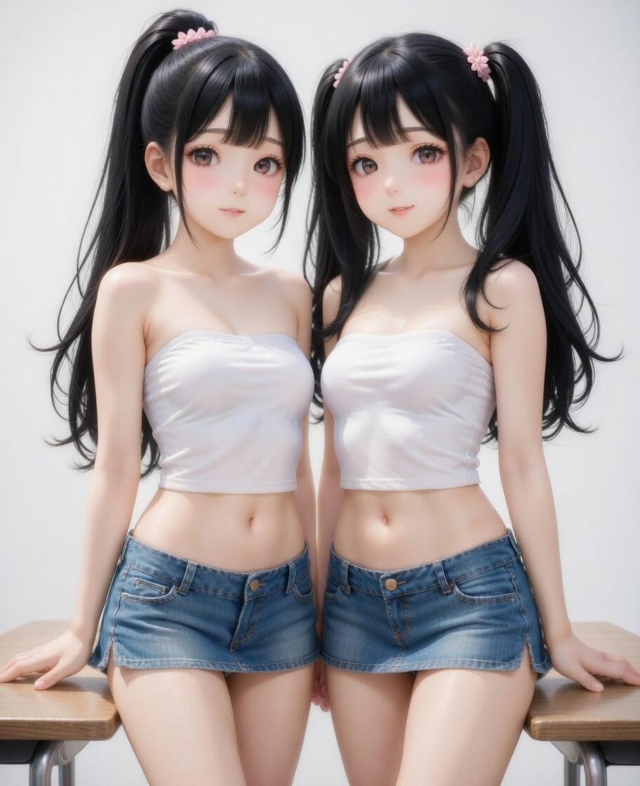 ツインテちゃんとポニテちゃん　私服