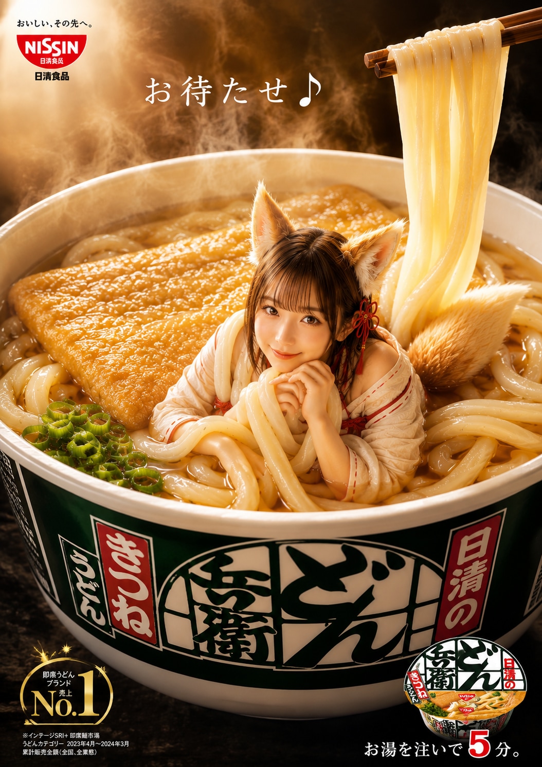 どん兵衛CMポスター風　きつねうどん