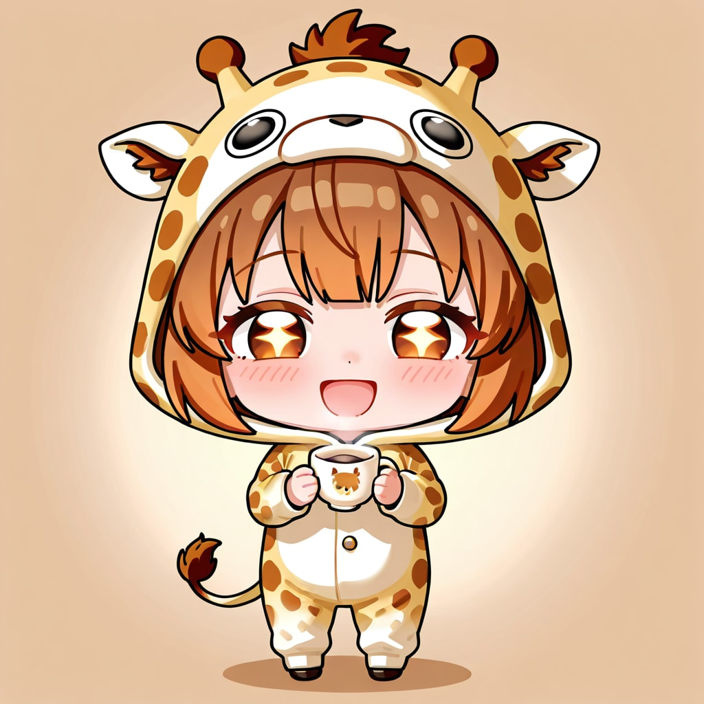 コーヒーとキリン着ぐるみちび子ちゃん | の人気AIイラスト・グラビア