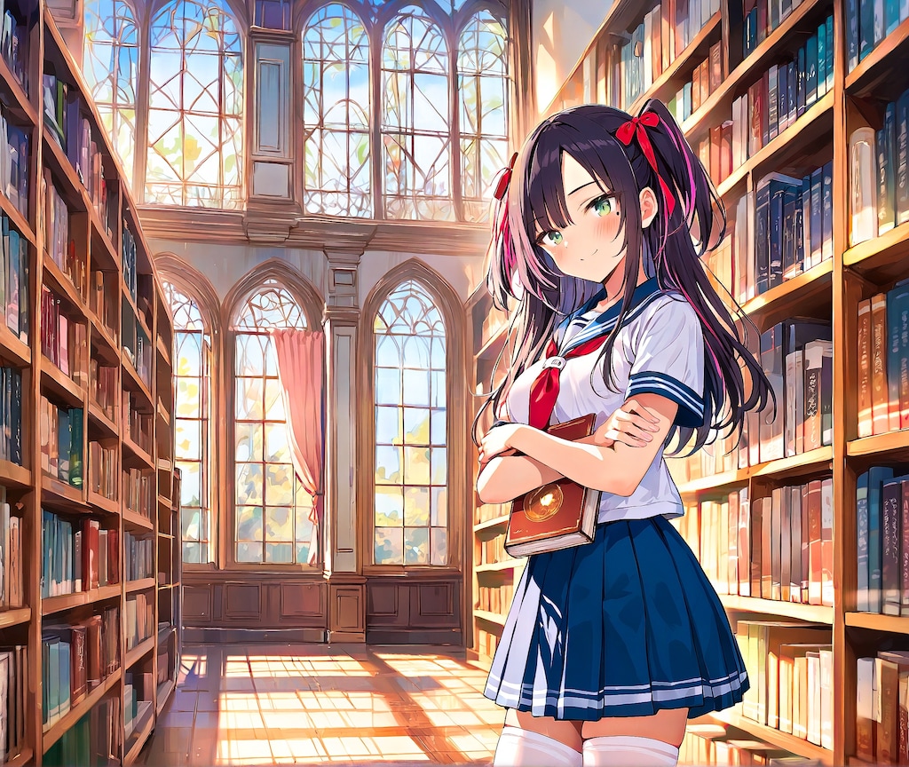 気分を変えて図書館にて