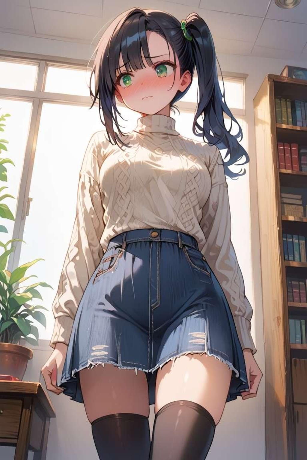 デニムスカート絶対領域