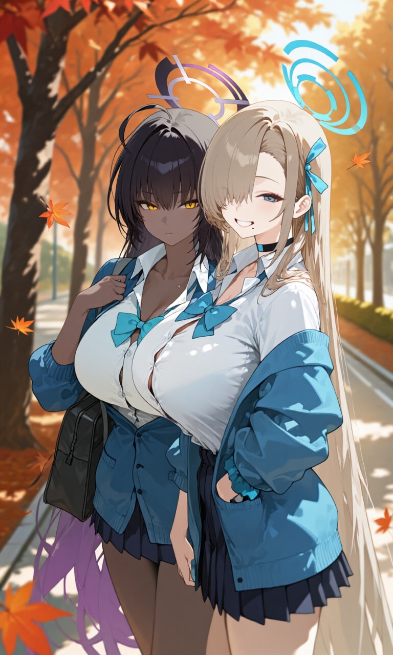 アスナとカリン　紅葉2 | の人気AIイラスト・グラビア