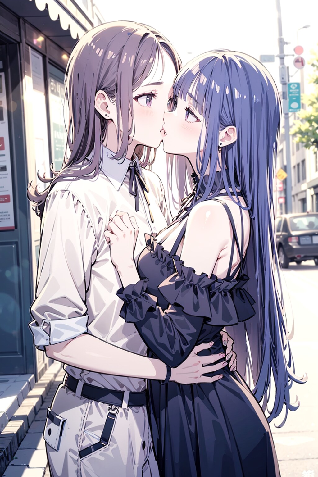 キスする2人
