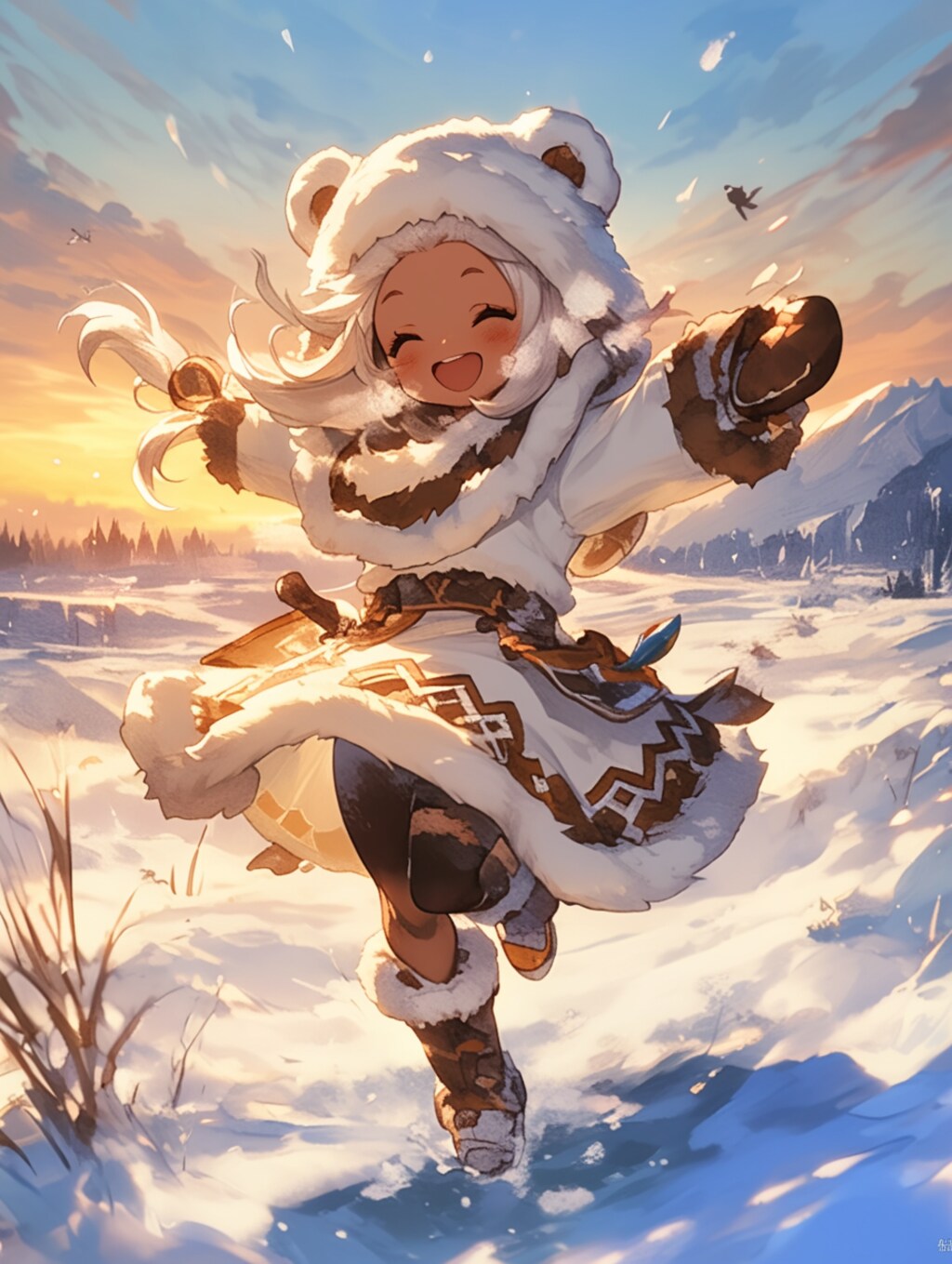 雪原をかける✖︎くま娘🐾