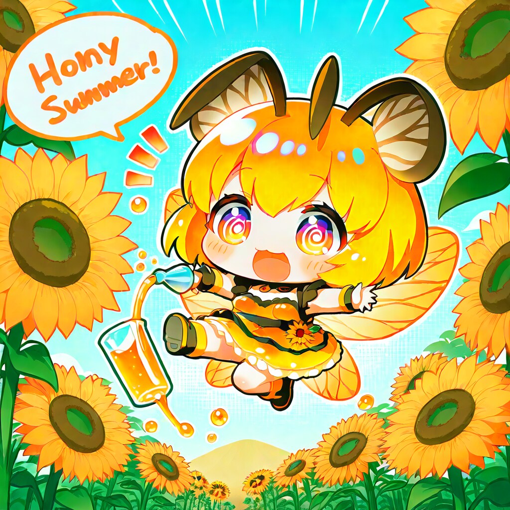 ひまわりとミツバチちゃん | の人気AIイラスト・グラビア