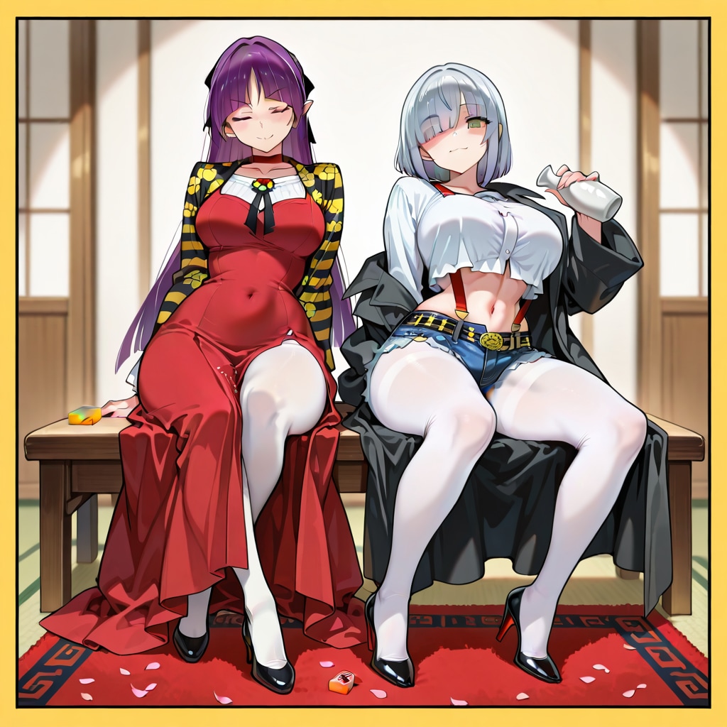 女体化鬼太郎と猫娘の梅の花見 | の人気AIイラスト・グラビア