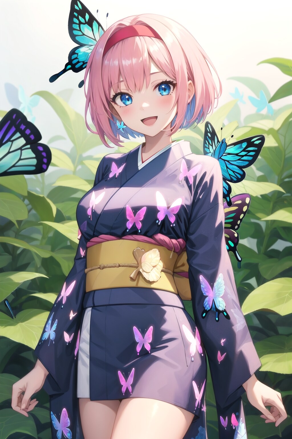 蝶柄の着物 | の人気AIイラスト・グラビア