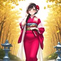 クラスの綾乃さんと紅葉の中お散歩 3枚目