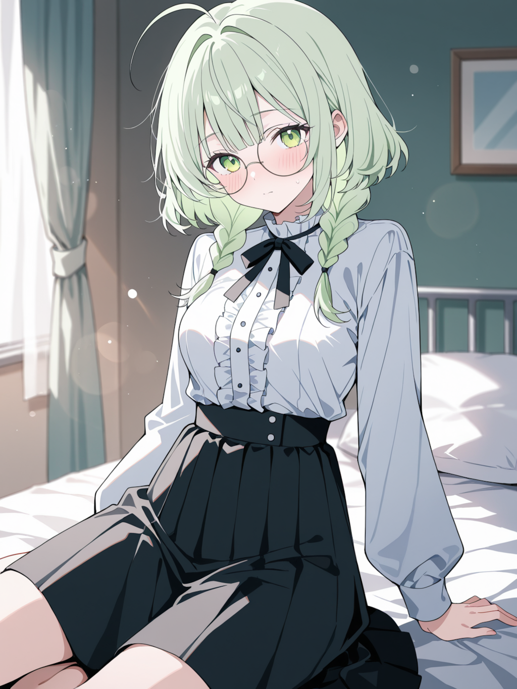 座る（保健室のベッド）