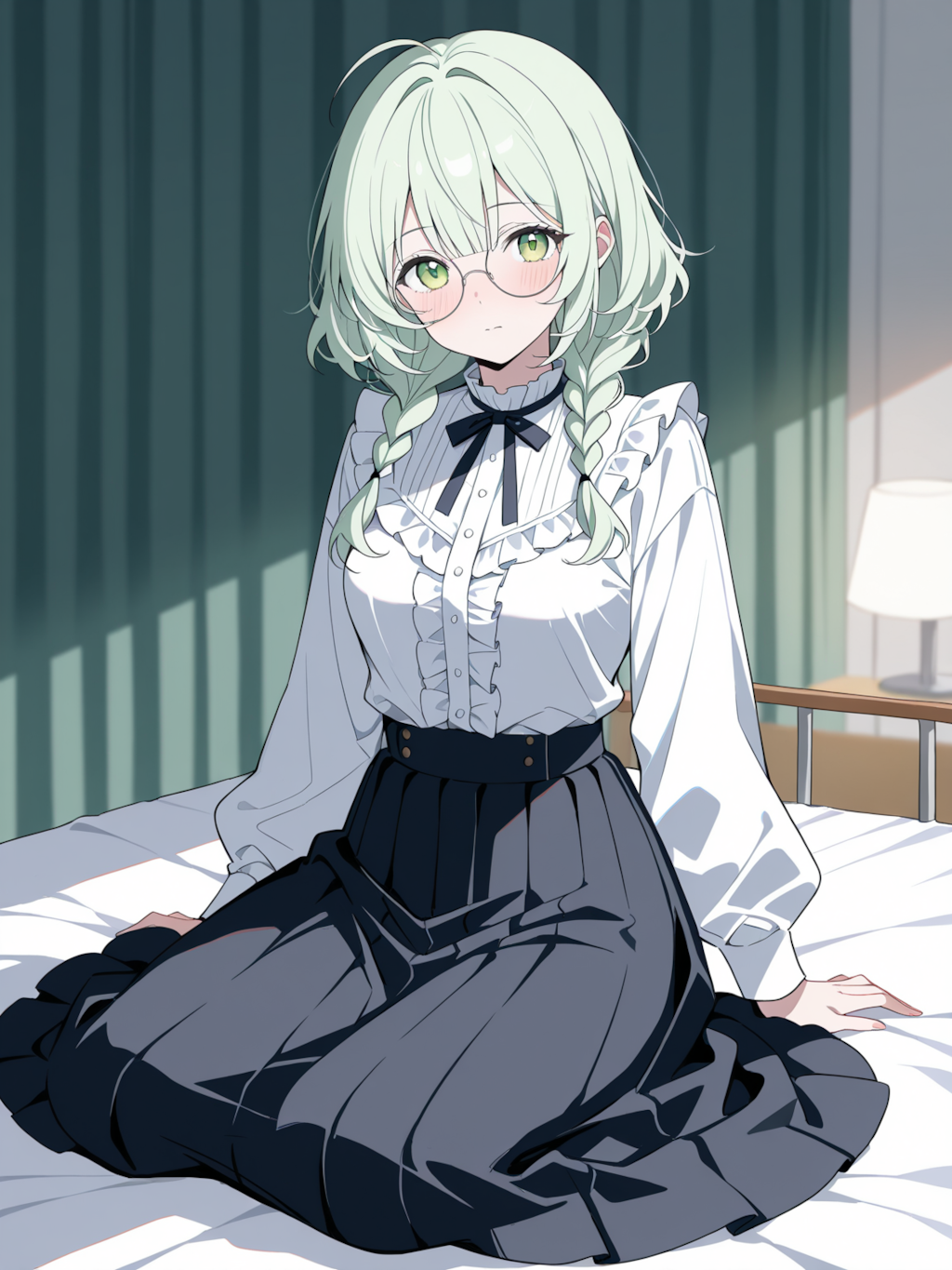 座る（保健室のベッド）