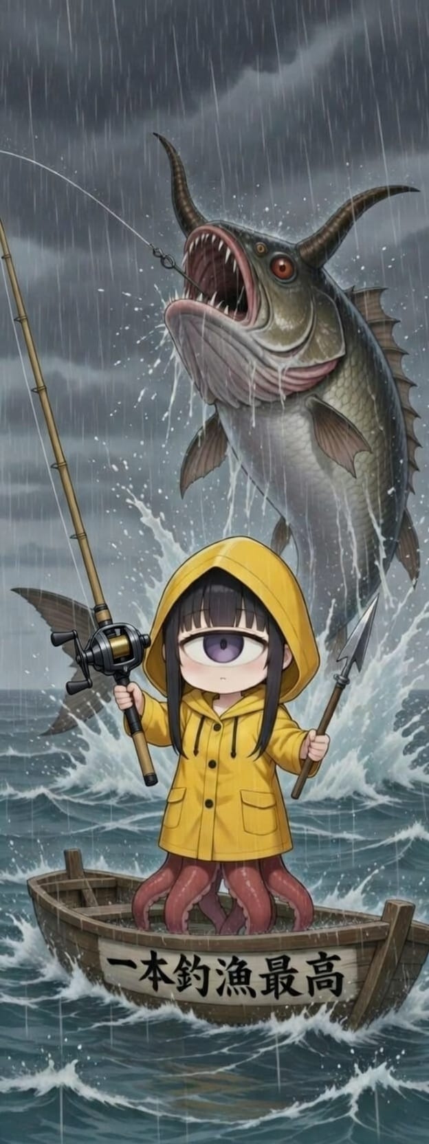 単眼スキュラちゃん　釣りと実食 | の人気AIイラスト・グラビア