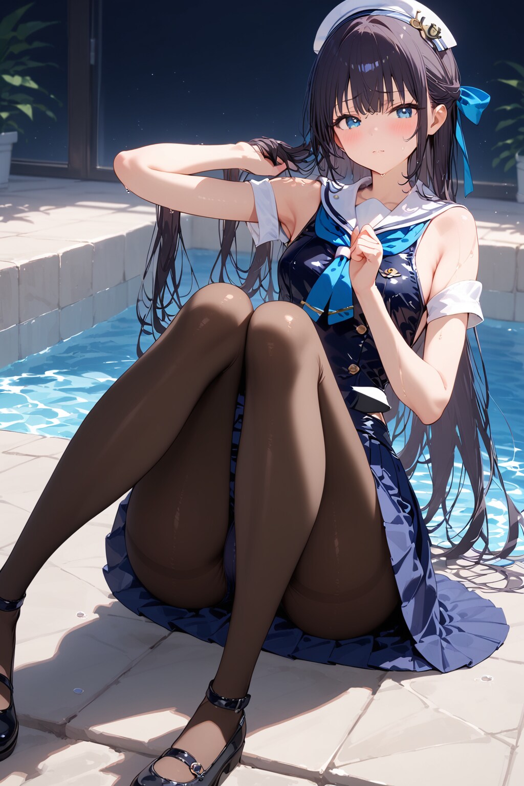 セーラー服黒ストッキング