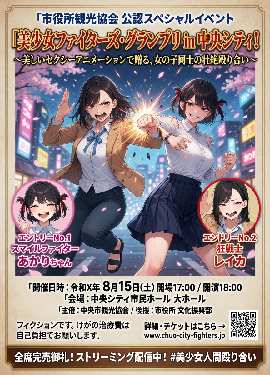 女の子同士の壮絶殴り合いポスター