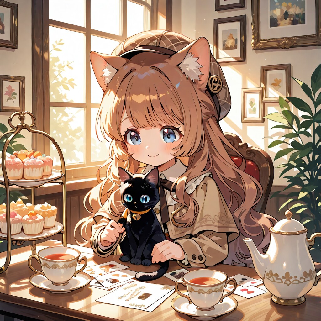 小さな探偵の優雅なティータイム | の人気AIイラスト・グラビア