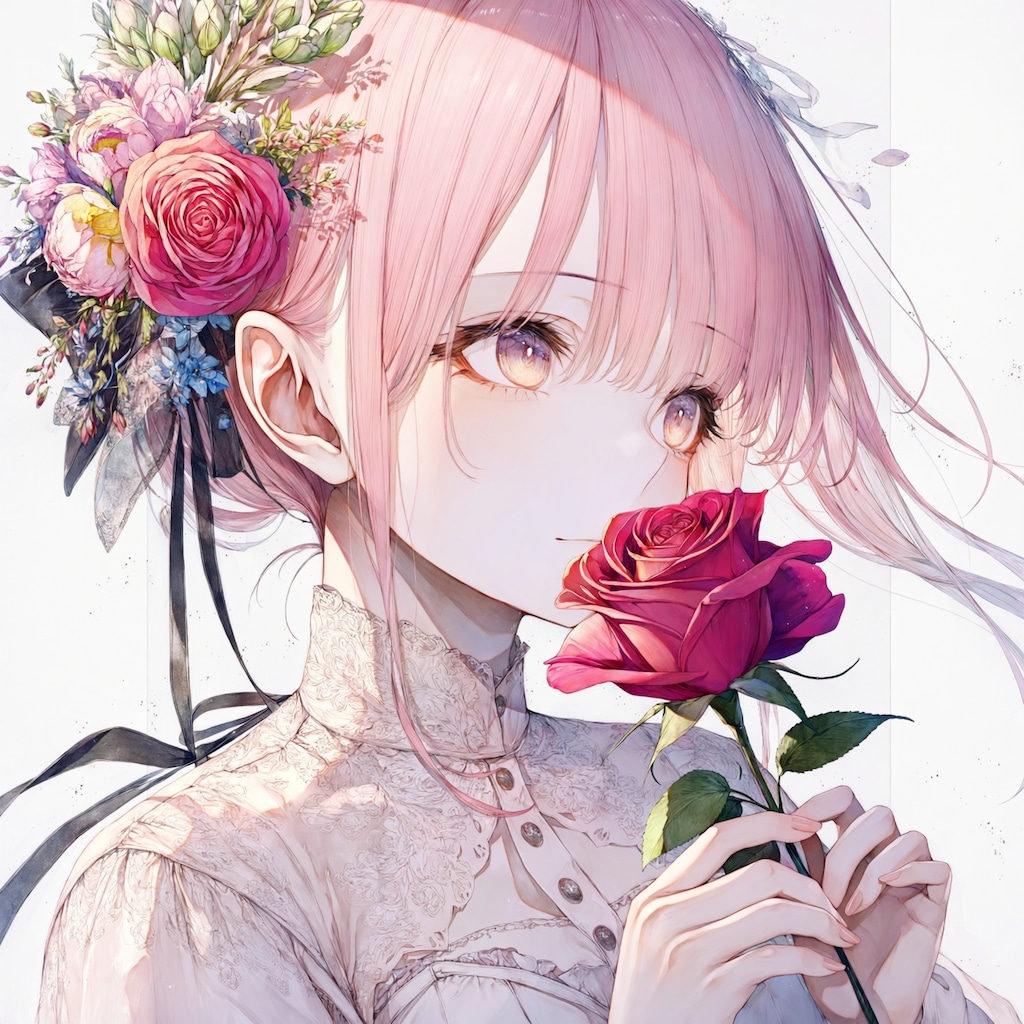 バラと少女