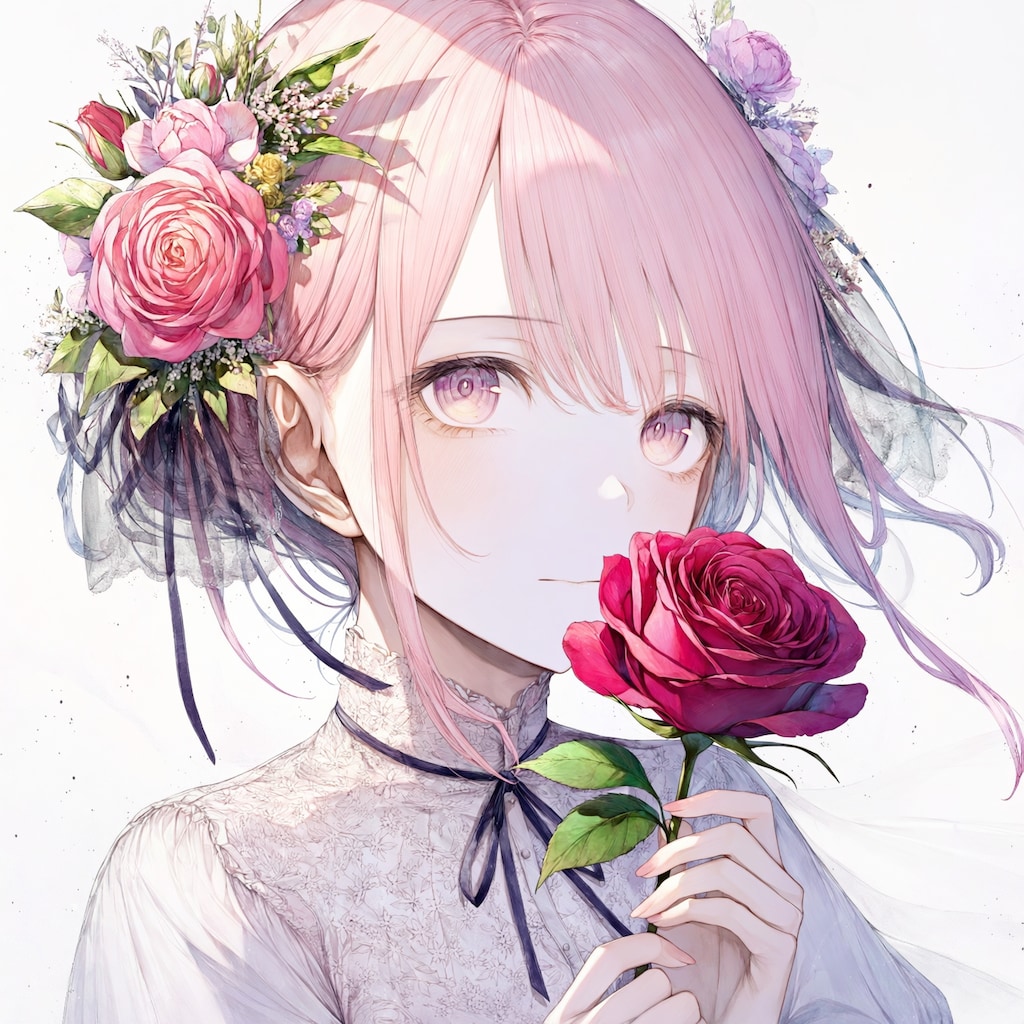 バラと少女